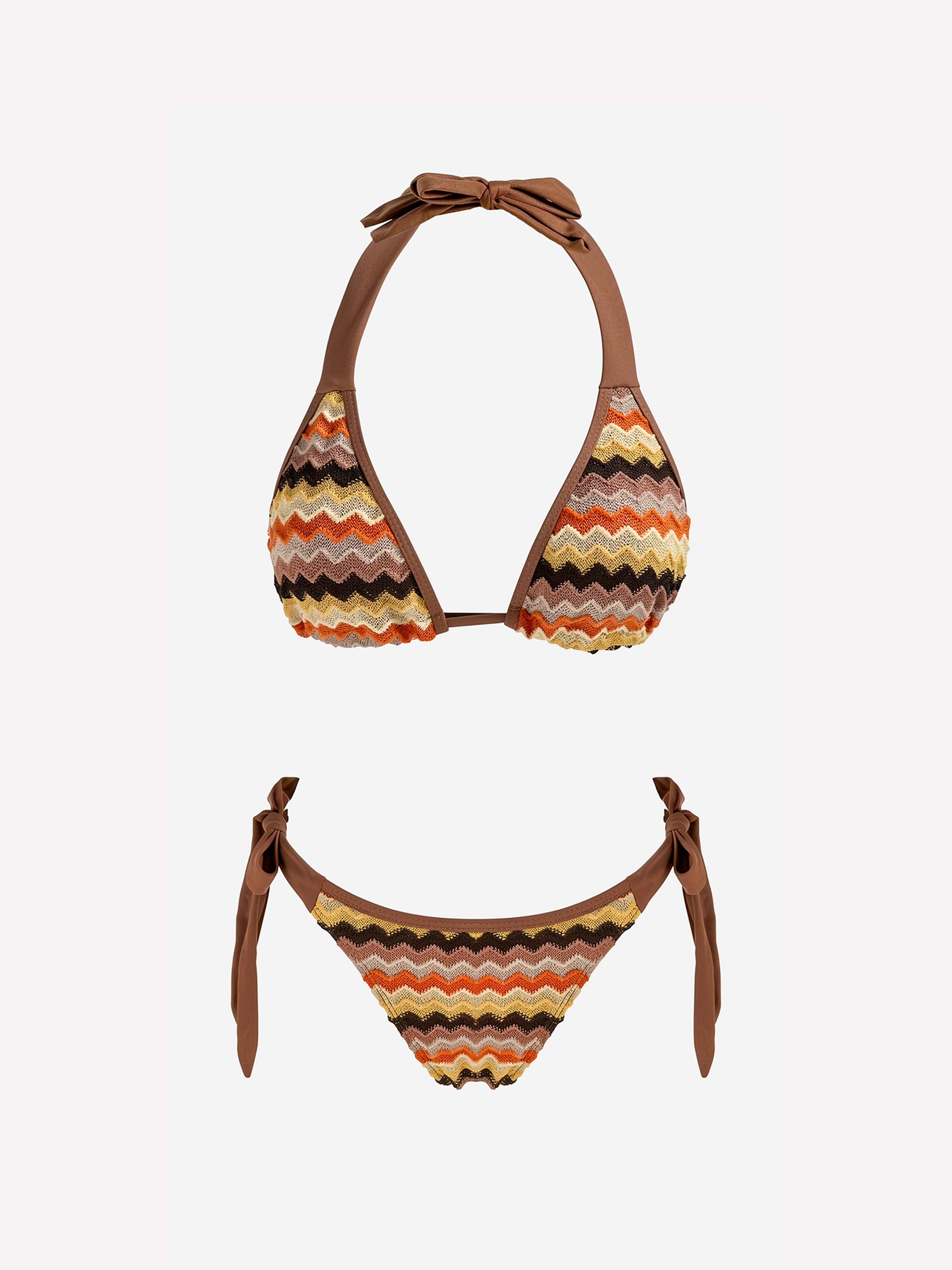 Caldera Striped Halter Wide Tie Bikini Set