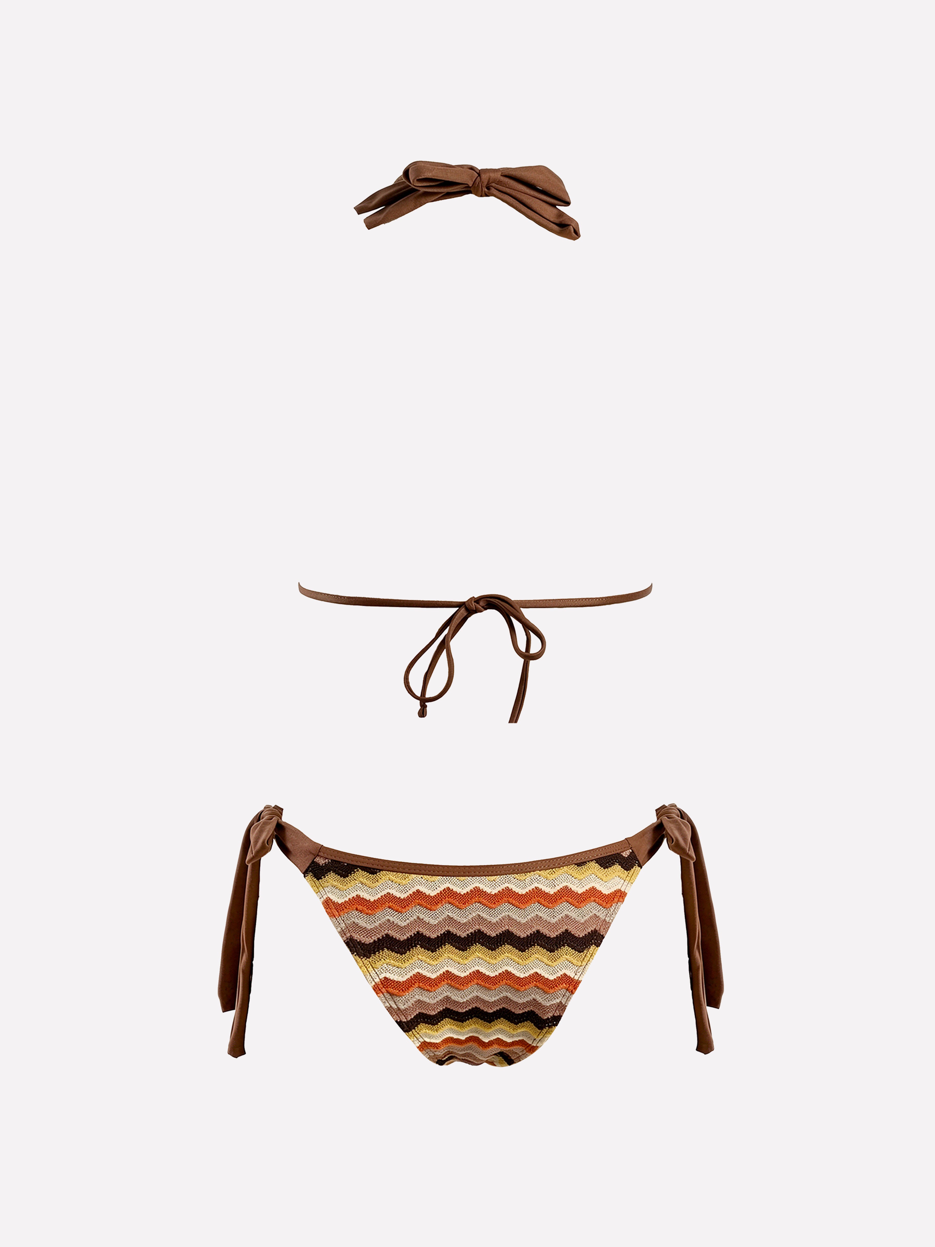 Caldera Striped Halter Wide Tie Bikini Set