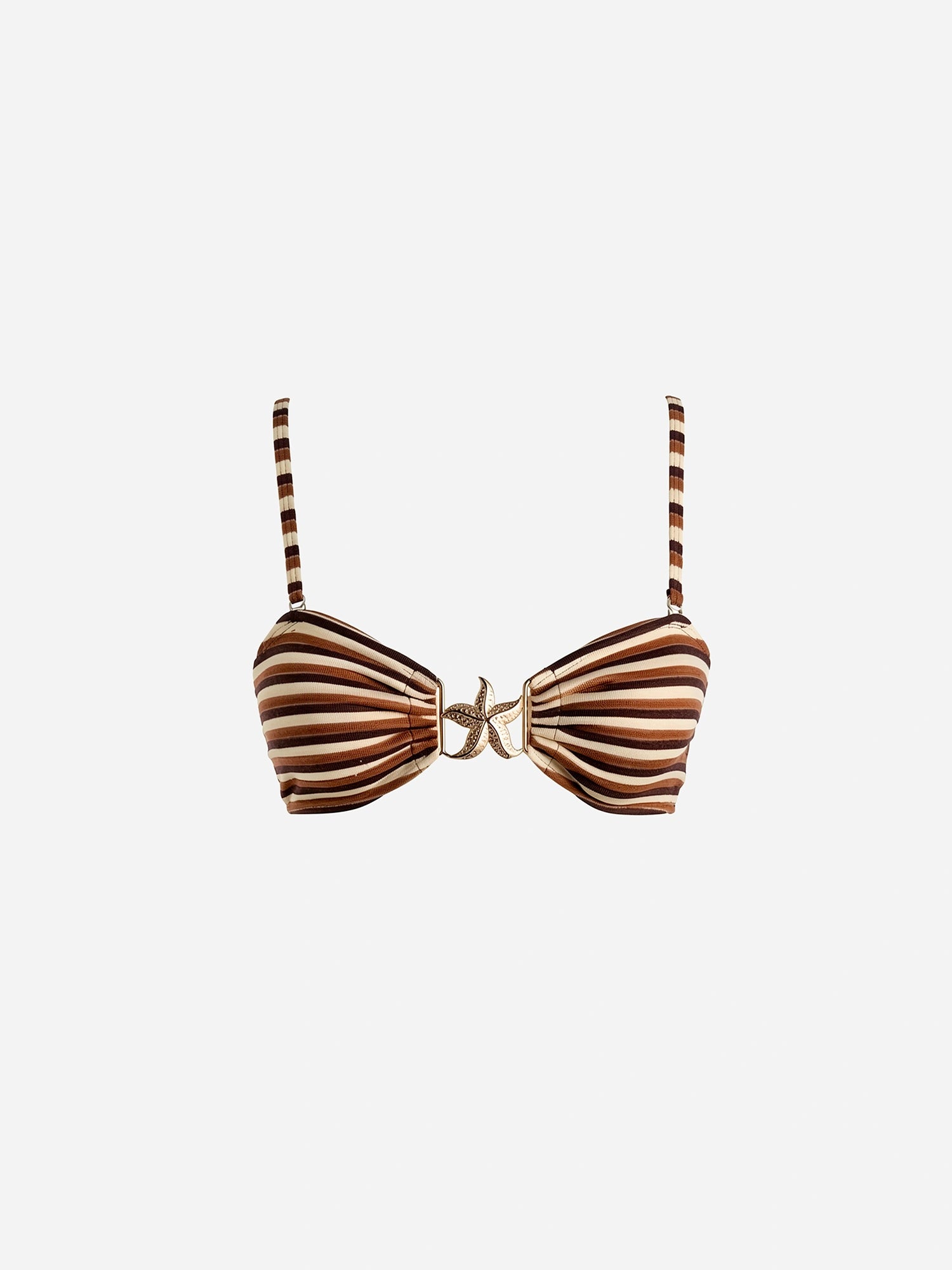Thalor Starfish Striped Bikini Top-Brown