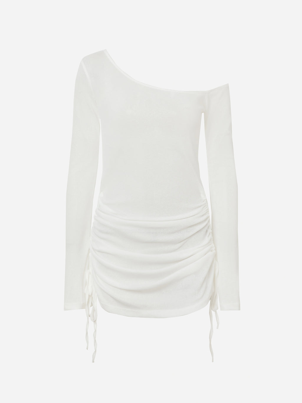 One-Shoulder Elastic Waist Top-White