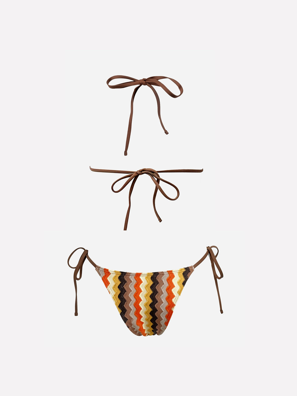 Caldera Striped Halter Slim Tie Bikini Set