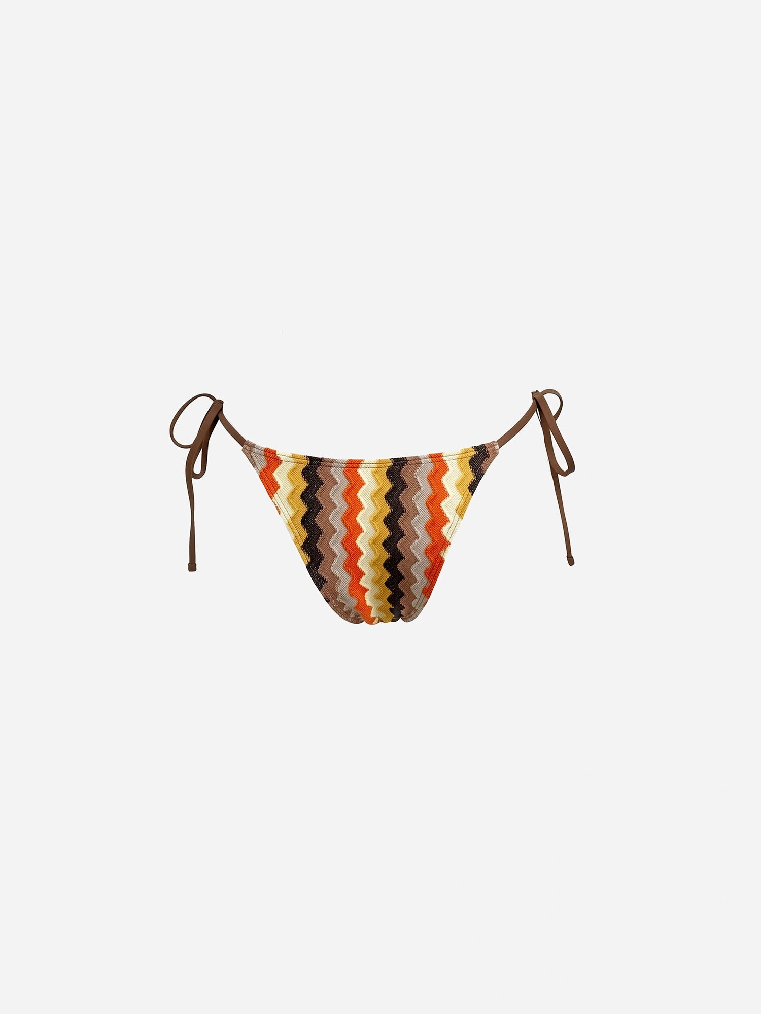 Caldera Striped Tie-Side Slim Tie Bikini Bottom-Brown