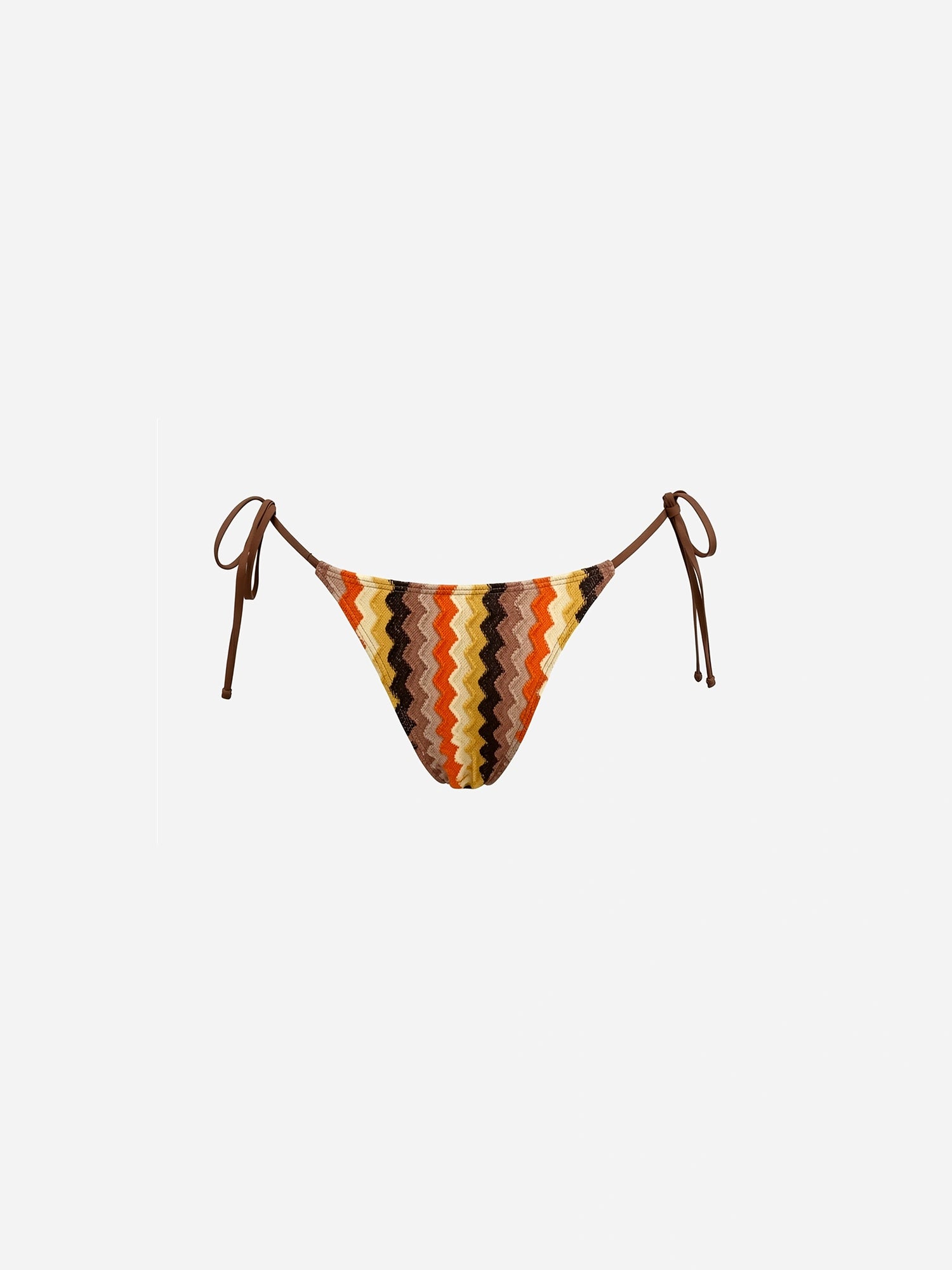 Caldera Striped Tie-Side Slim Tie Bikini Bottom-Brown