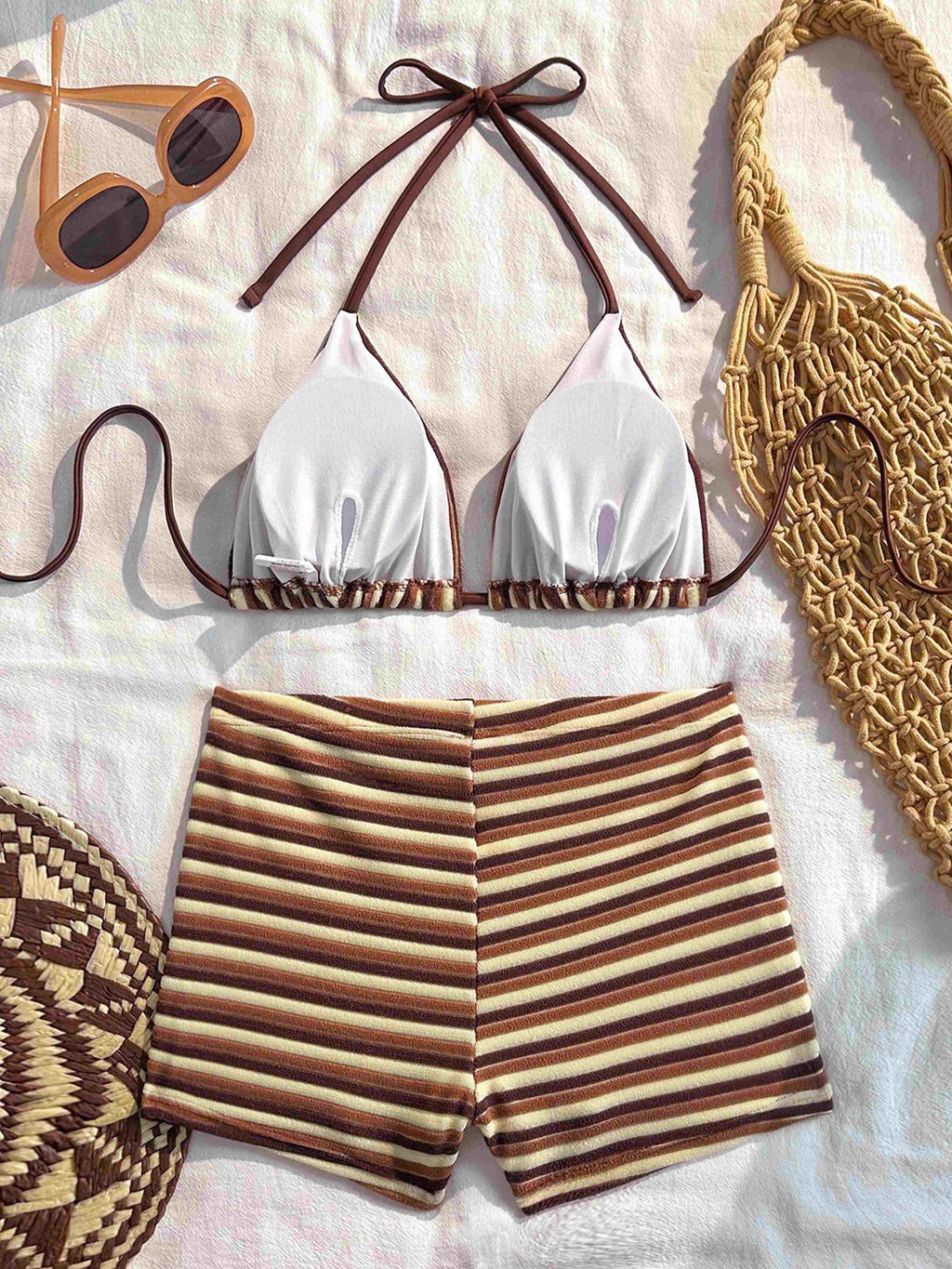 Thalor Striped Triangle Bikini Set