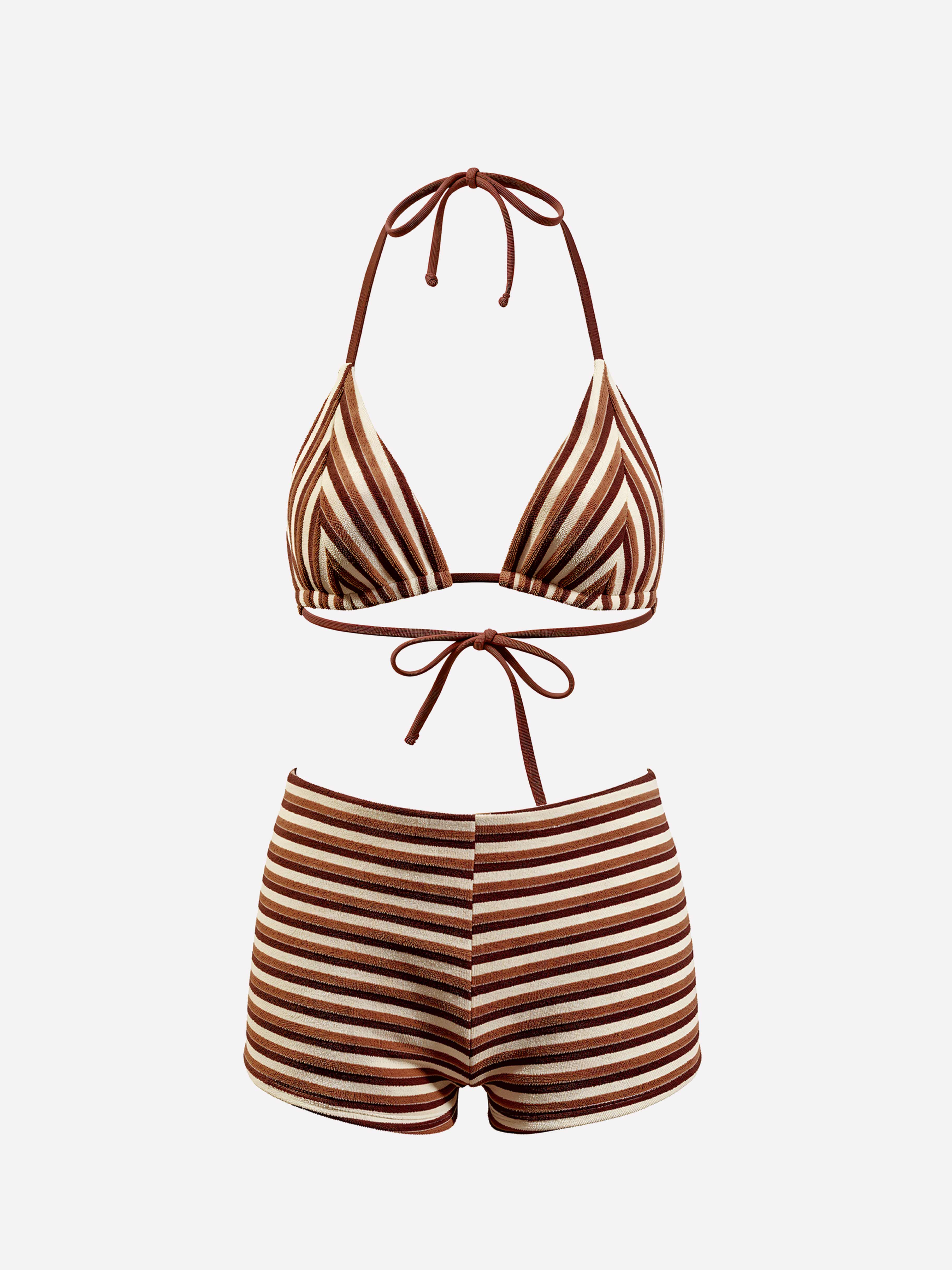Thalor Striped Triangle Bikini Set