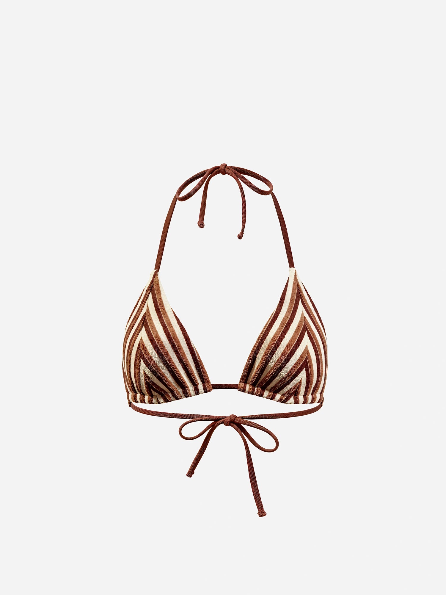 Thalor Striped Triangle Bikini Top-Brown