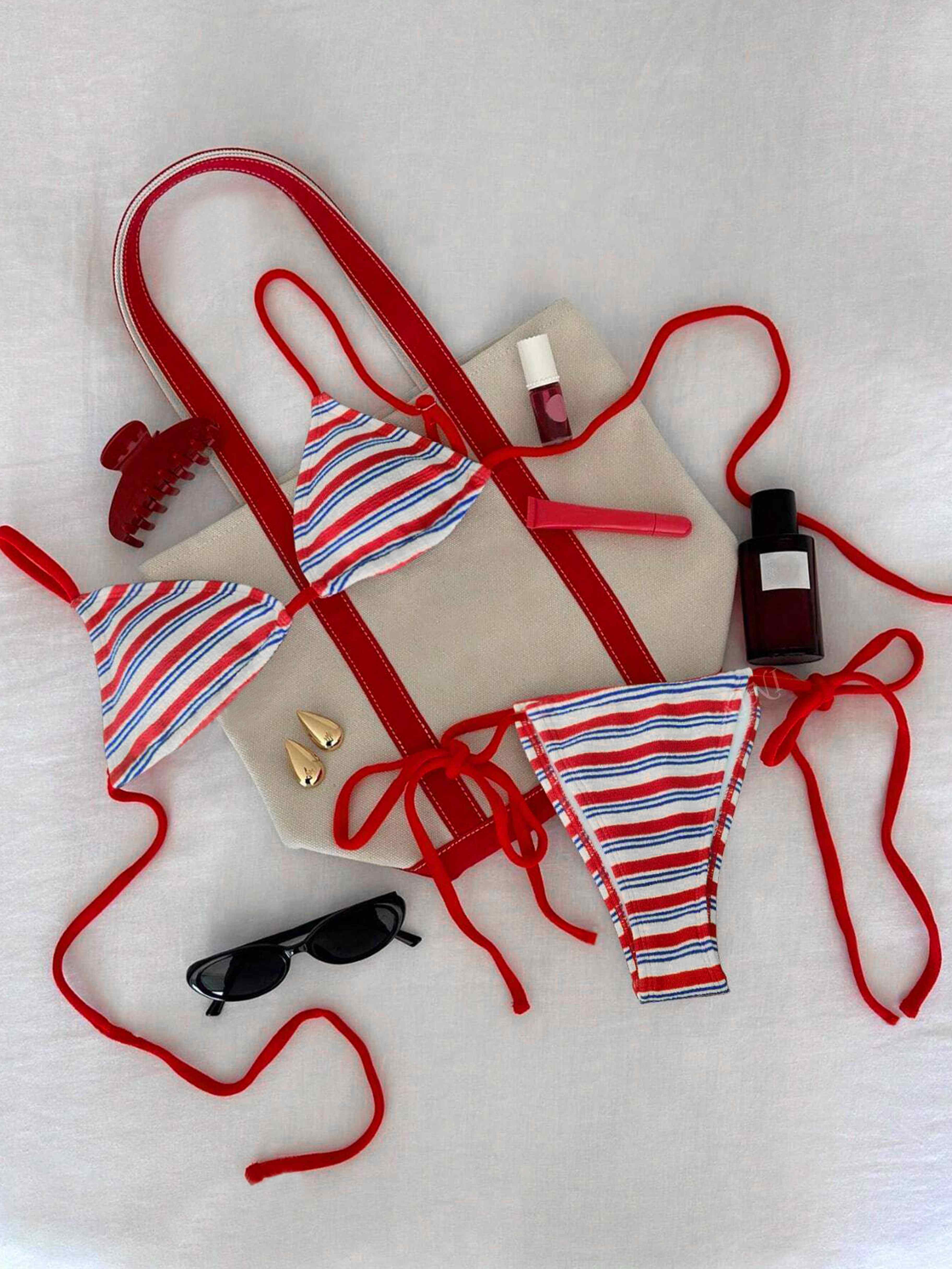 Marée Striped Tie-Front Bikini Set