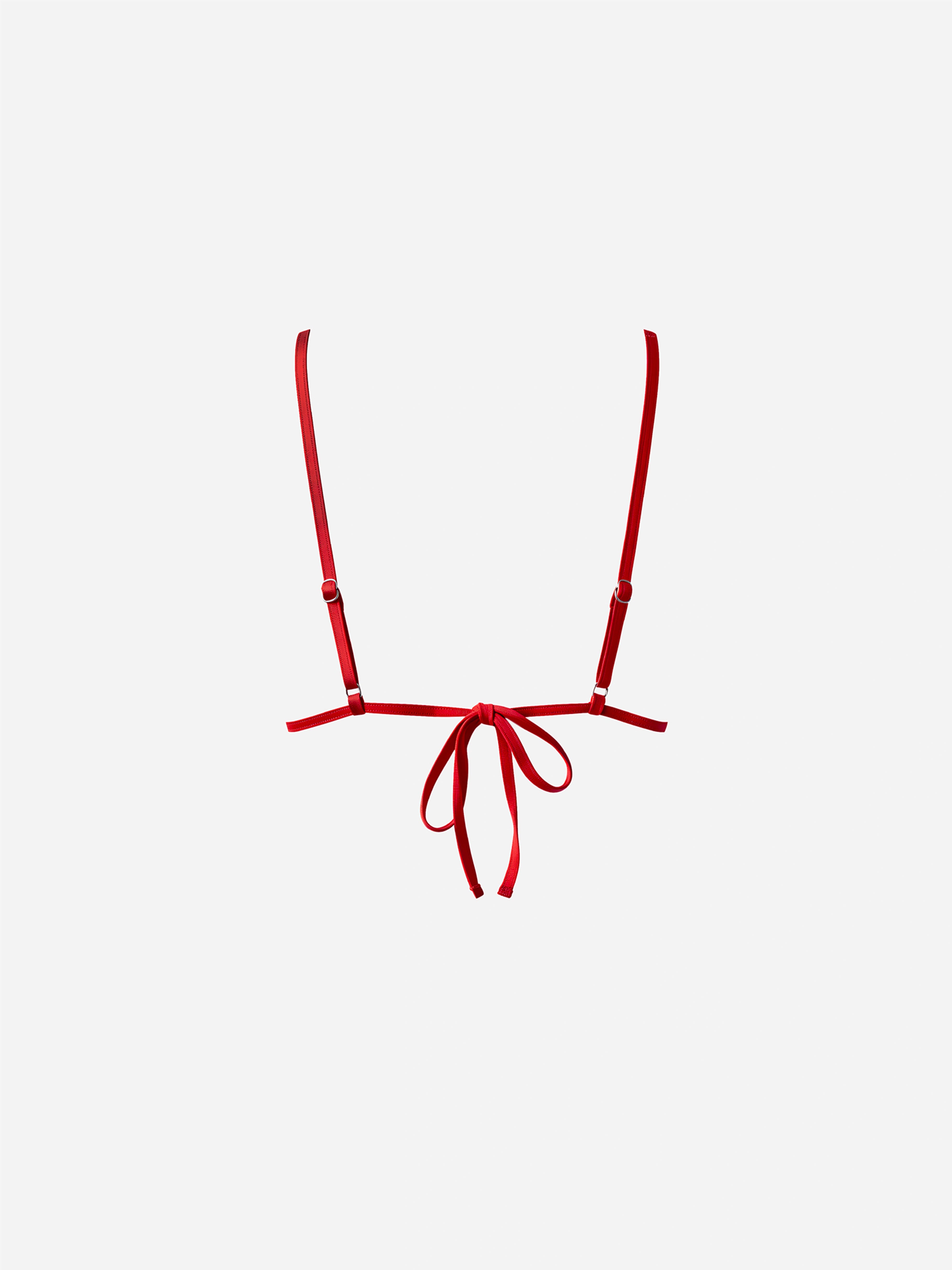 Marée Striped Tie-Front Bikini Top-Red
