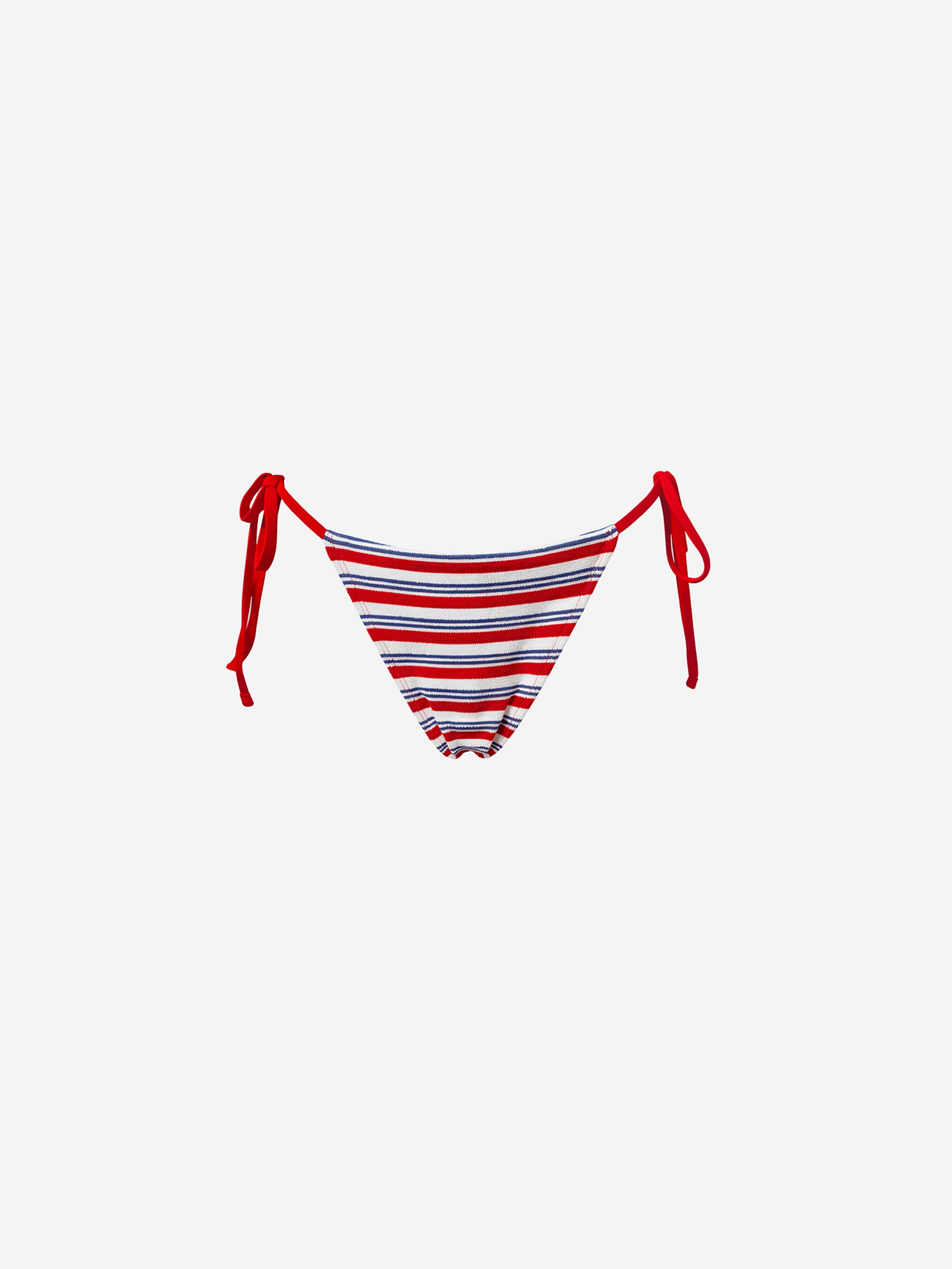 Marée Striped Tie-Side Bikini Bottom-Red