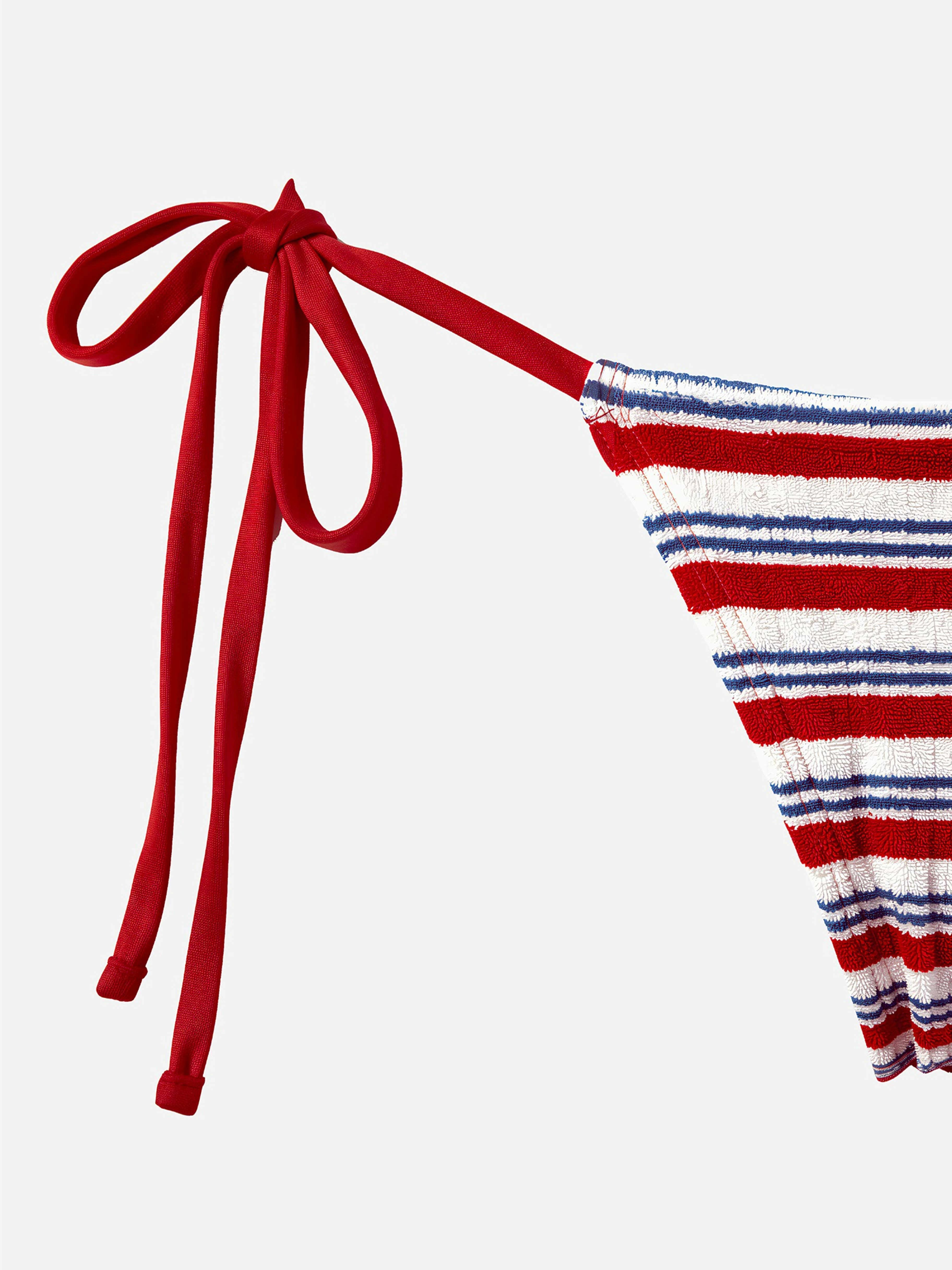 Marée Striped Tie-Side Bikini Bottom-Red