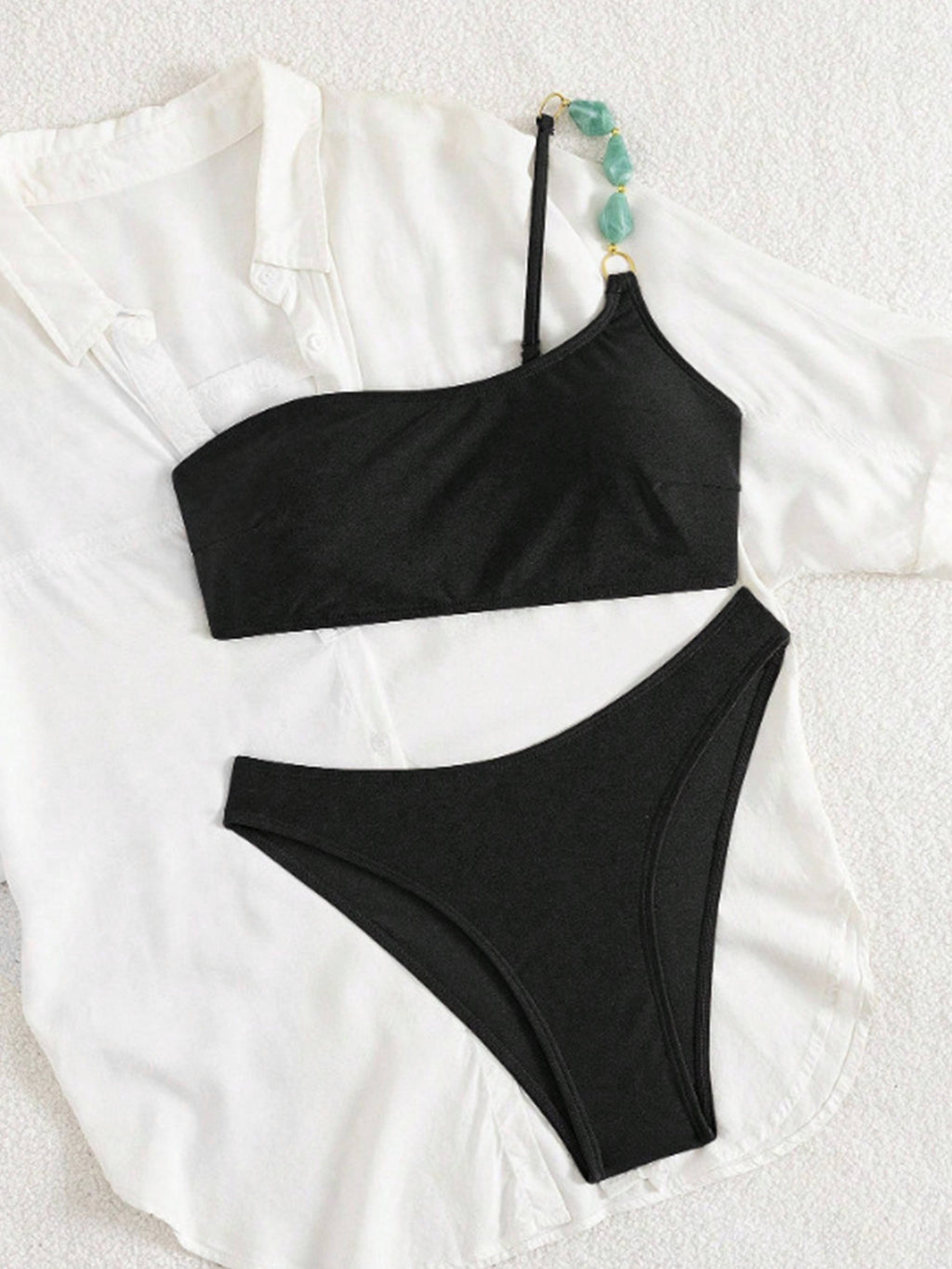 Sable One-Shoulder Minimal Bikini Set
