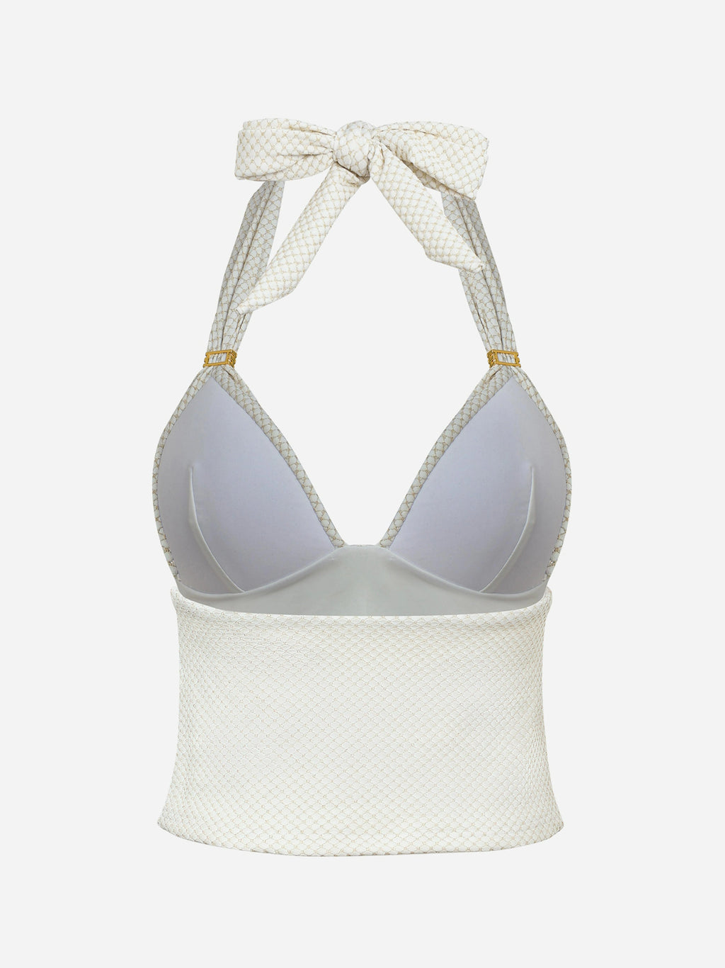 Lunel Metallic Halter Tankini Top-White