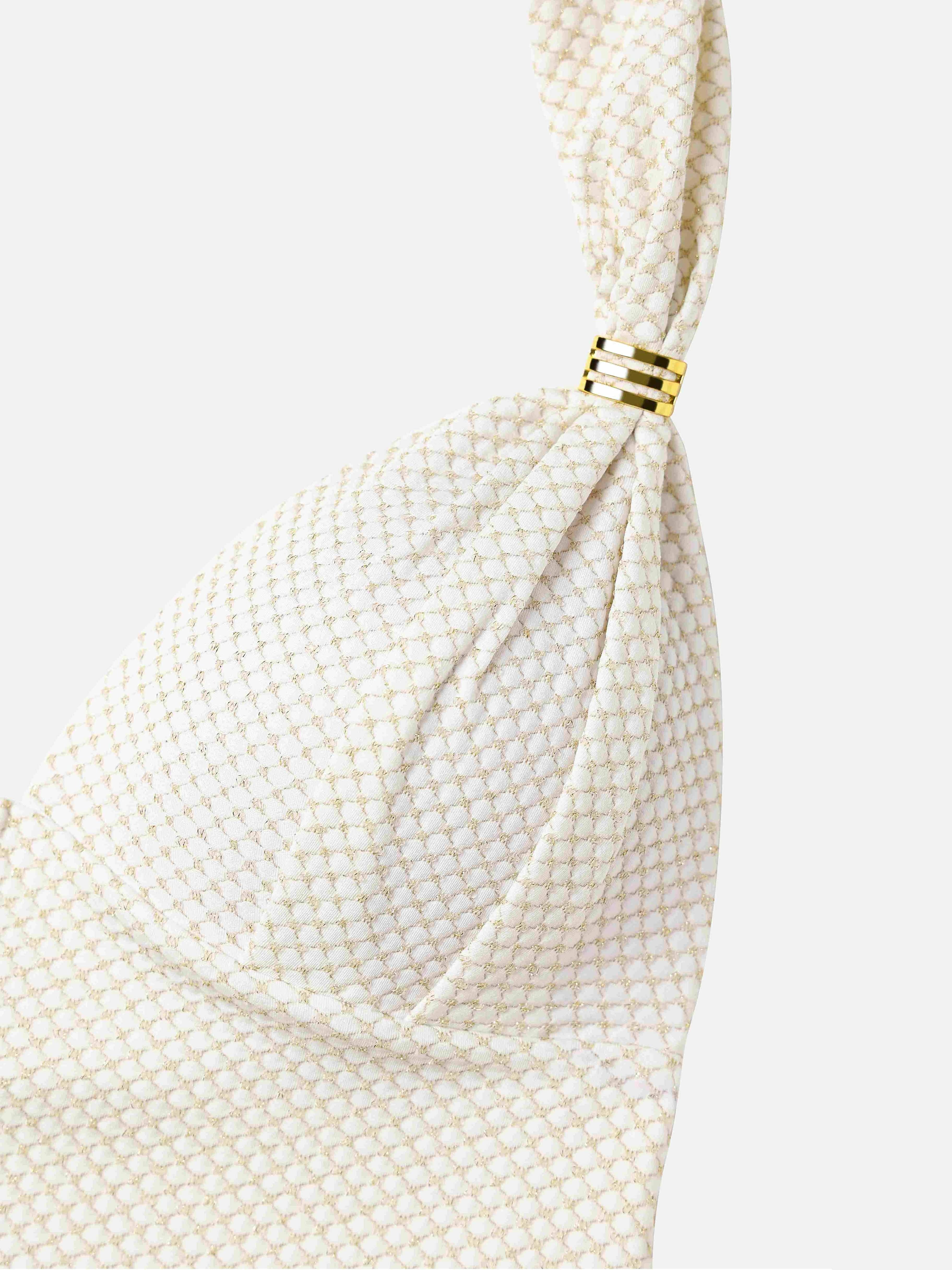 Lunel Metallic Halter Tankini Top-White