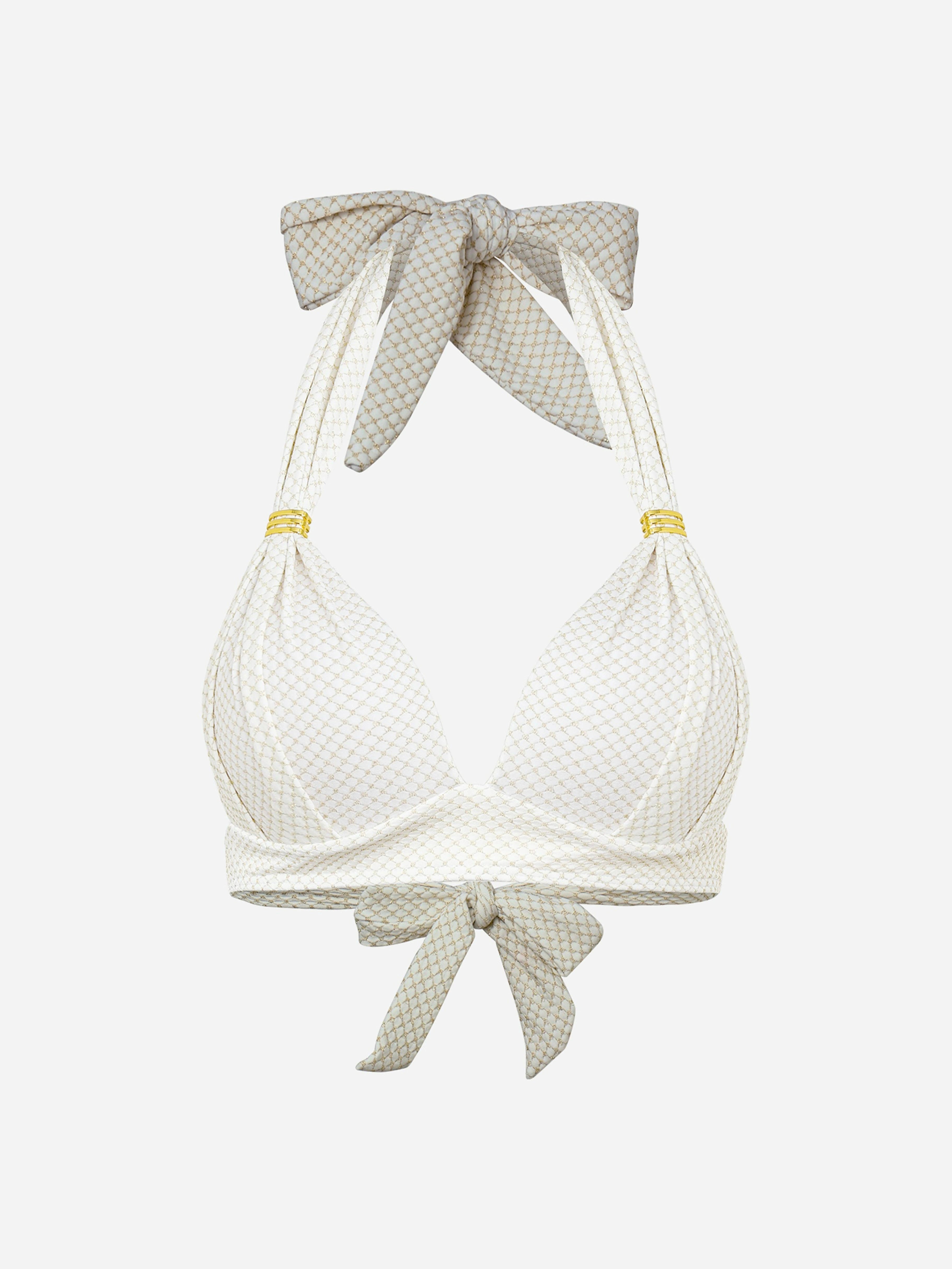 Lunel Metallic Ring Bikini Top-White