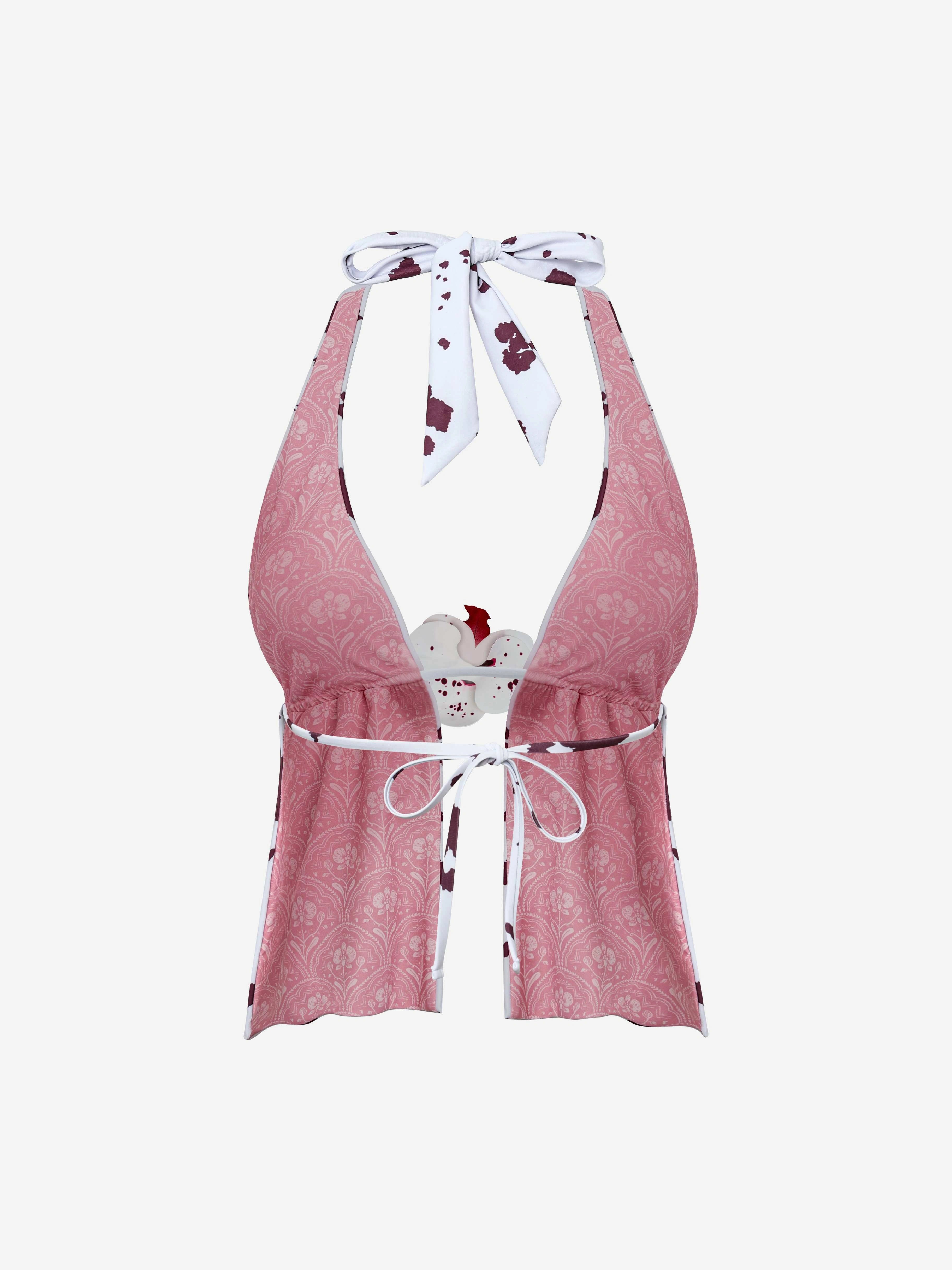 Virea Reversible Halter Tankini Top-Fuchsia