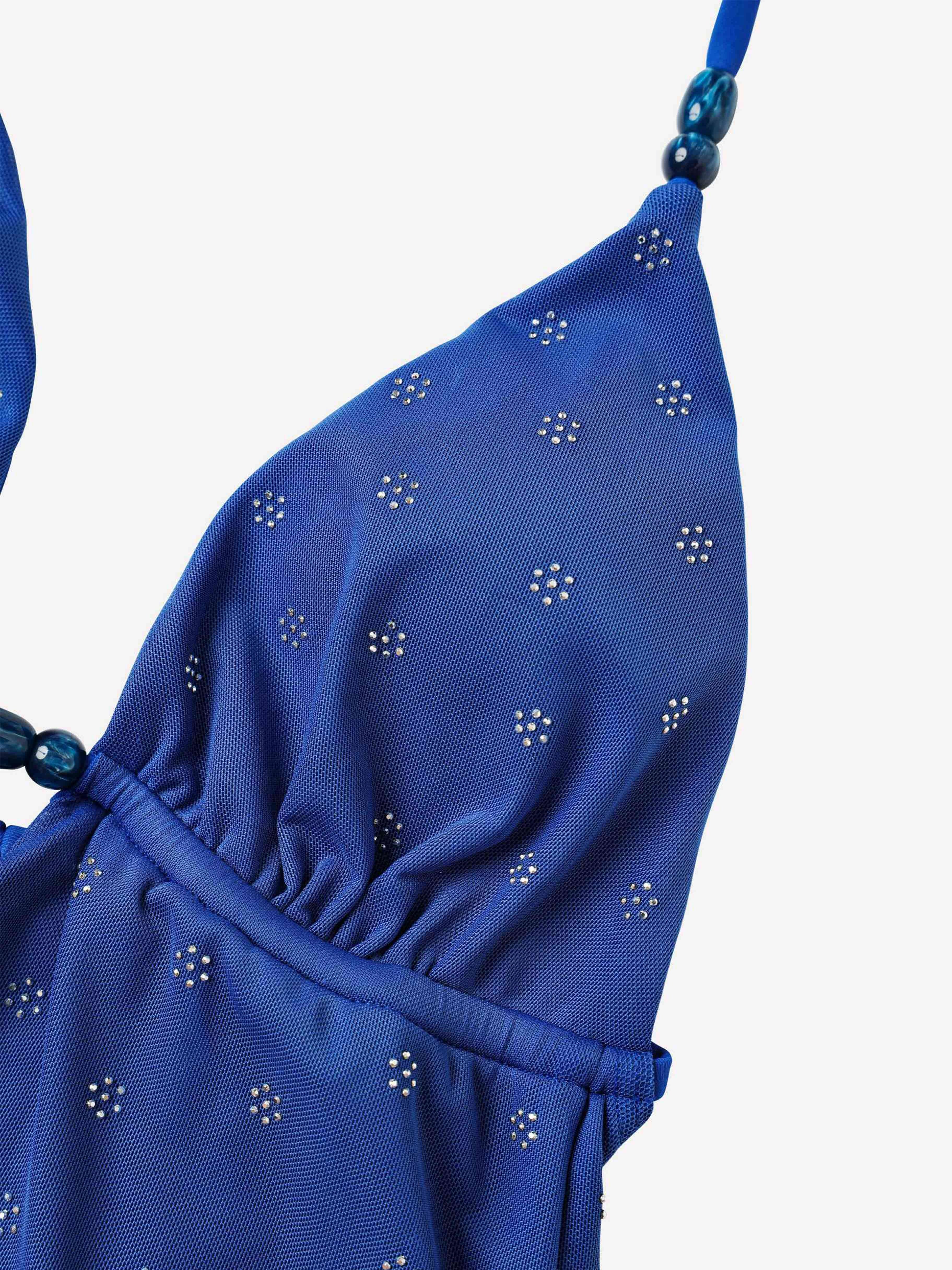 Eirlys Rhinestone Halter Tankini Top