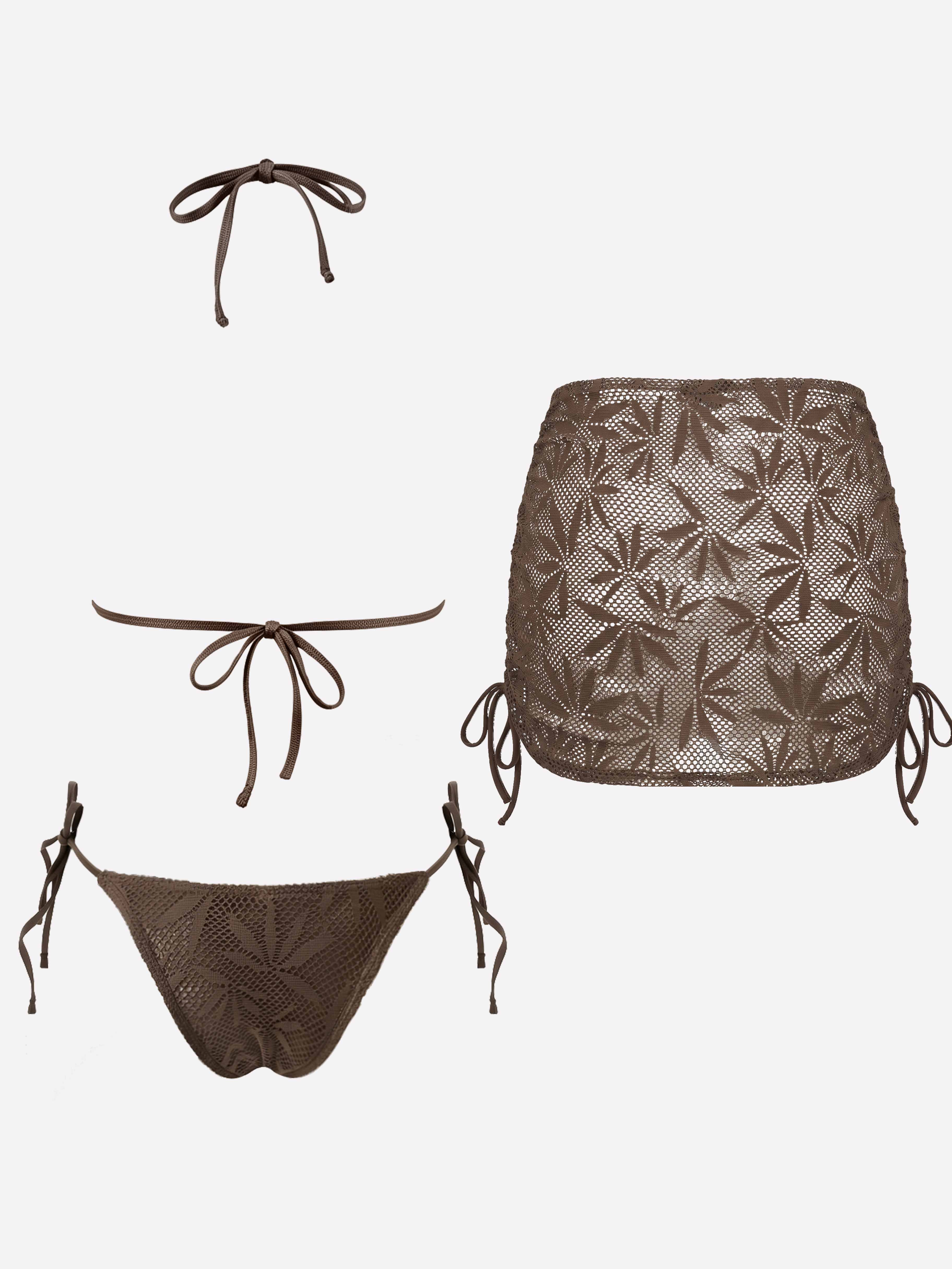 Nerina Leaf Cutout 3-Piece Swim Set