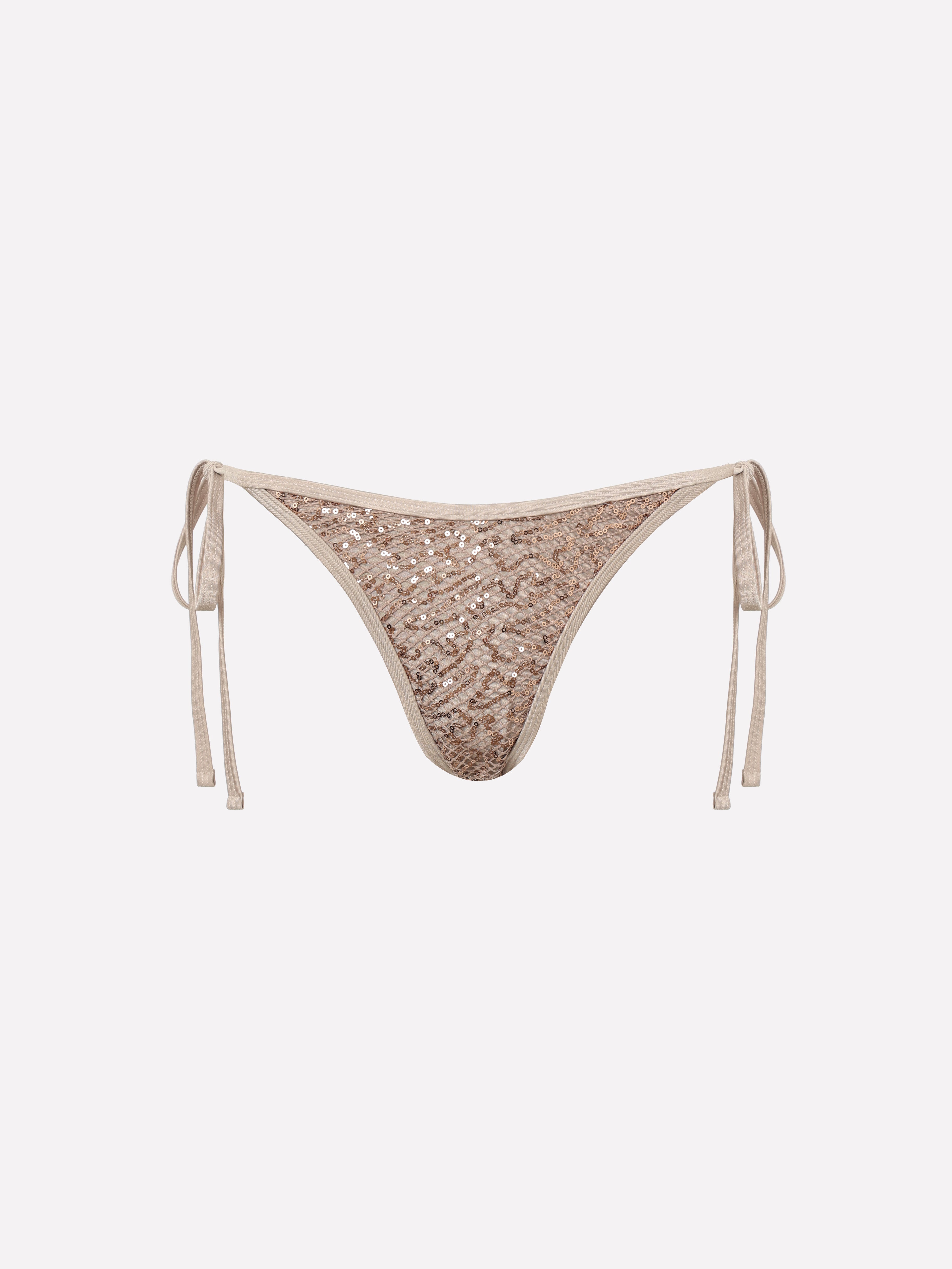 Eirlys Side-Tie Sequin Bikini Bottom