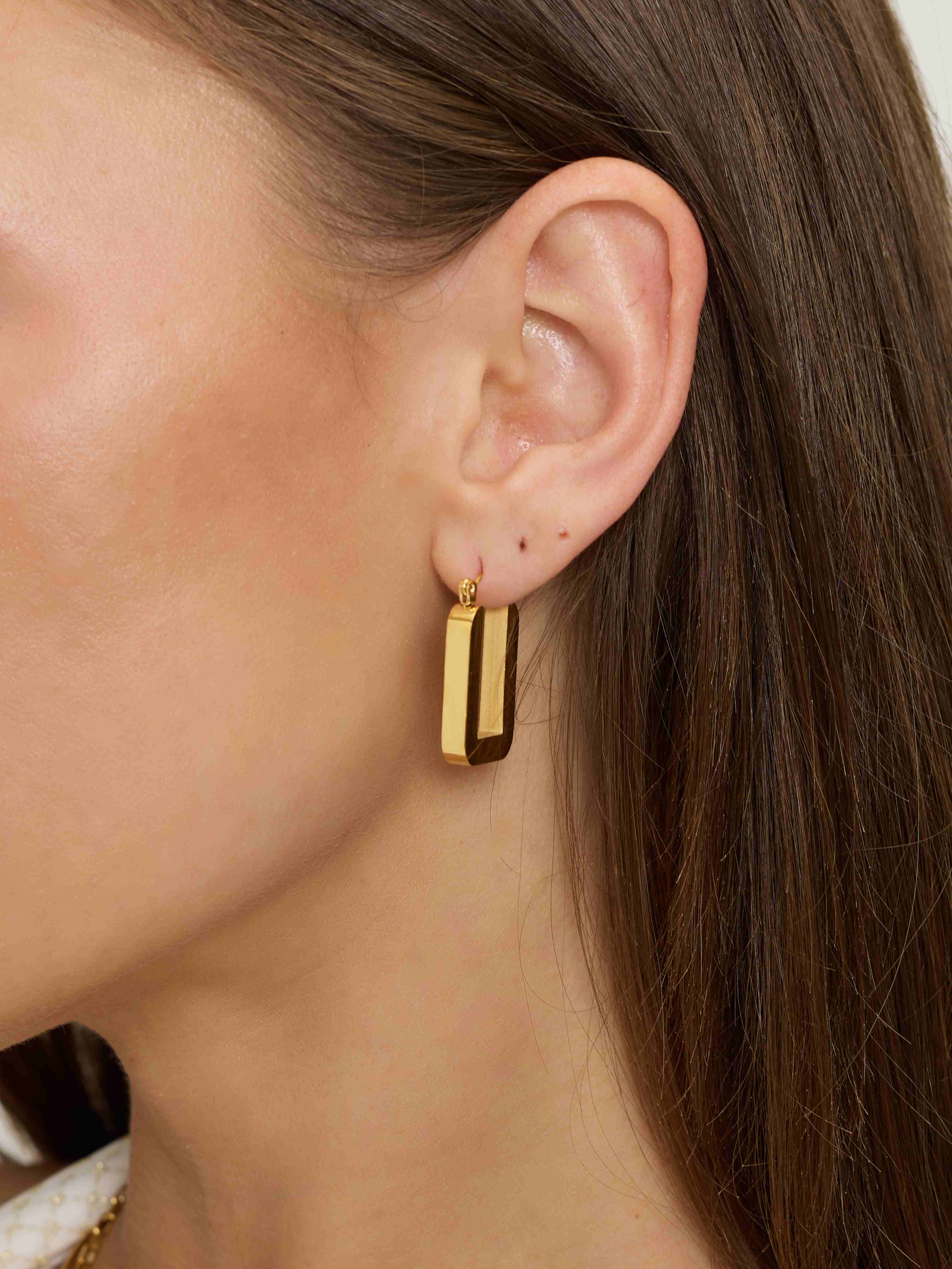 14K Gold Square Hoop Earrings