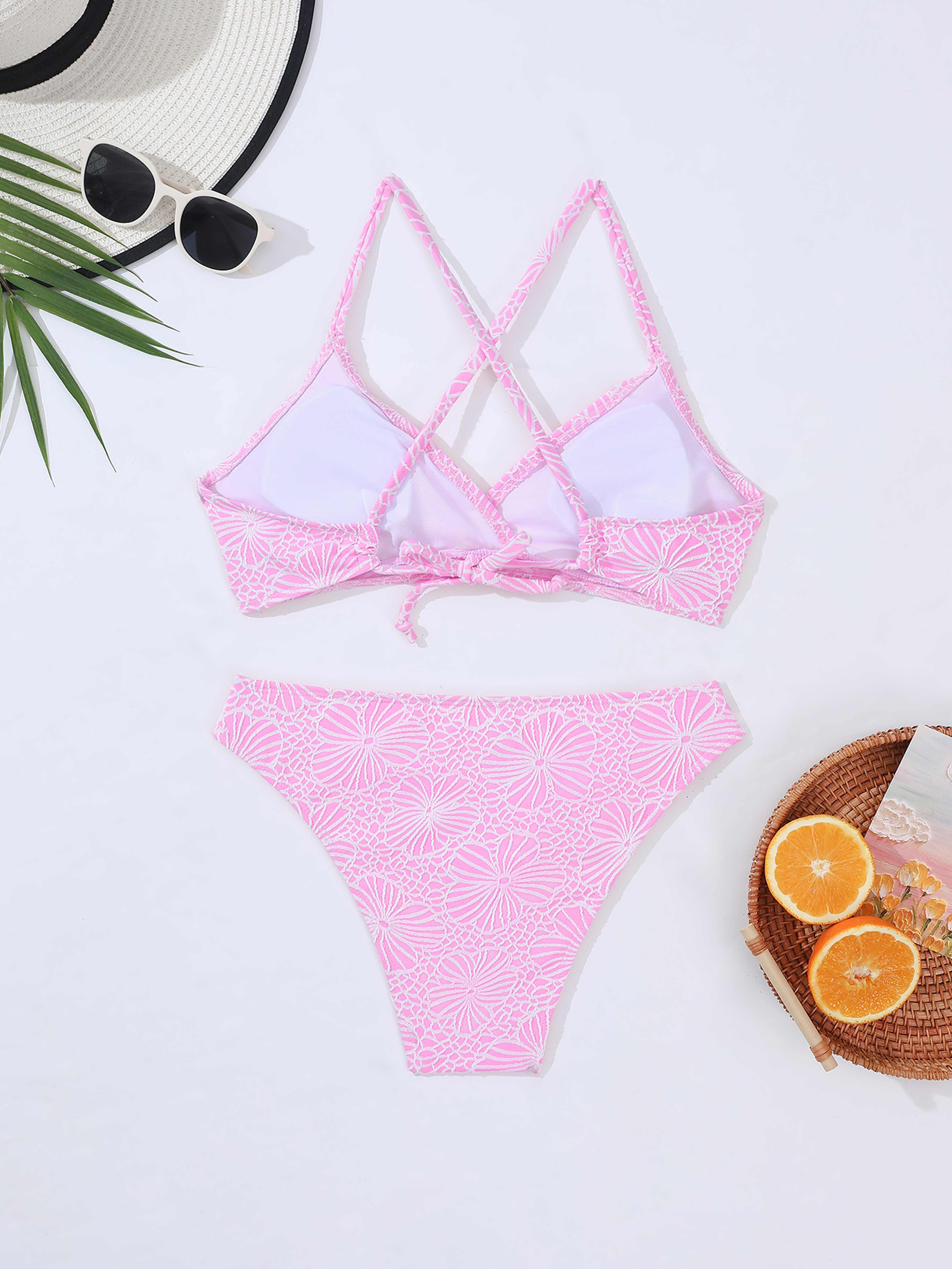 Fiora Cross-Back Floral Bikini Set