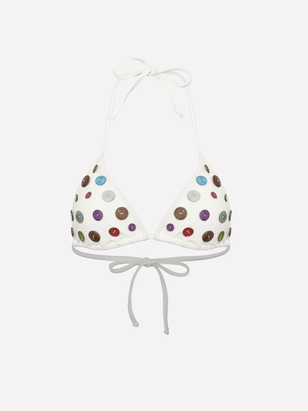 Lunel Button Detail Halter Bikini Top
