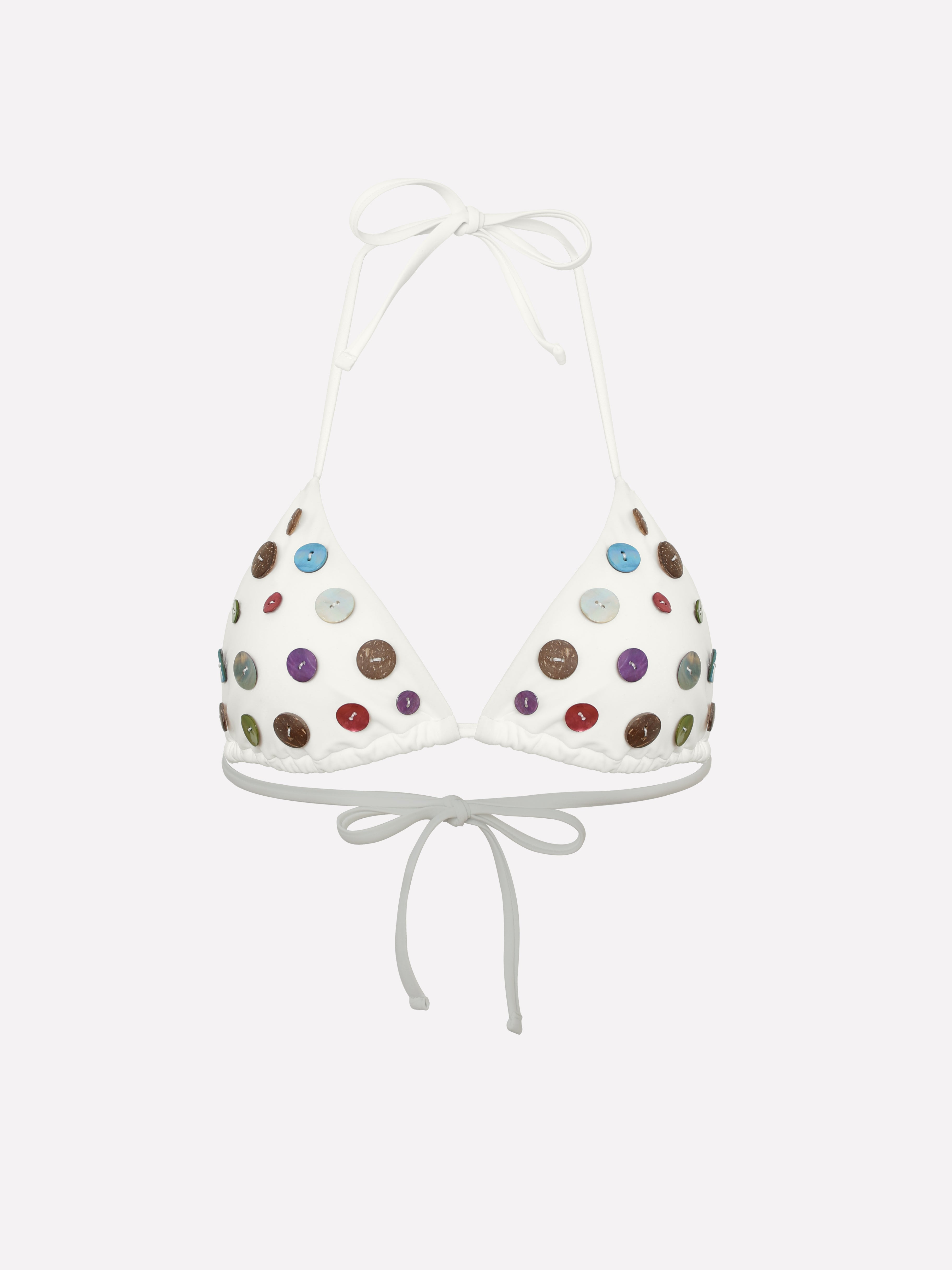 Lunel Button Detail Halter Bikini Top