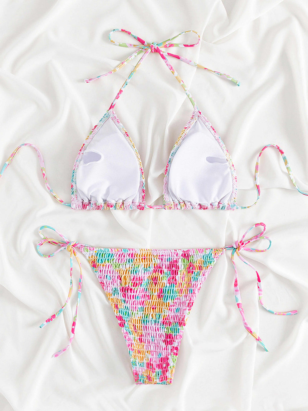 Fiora Ruched Drawstring Floral Bikini Set
