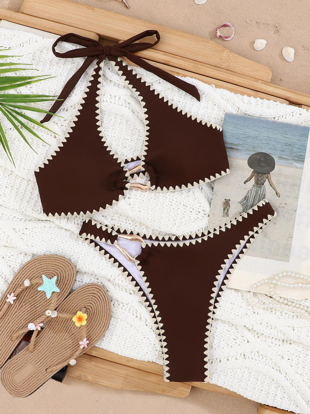Lunel Scallop Ring Detail Bikini Set