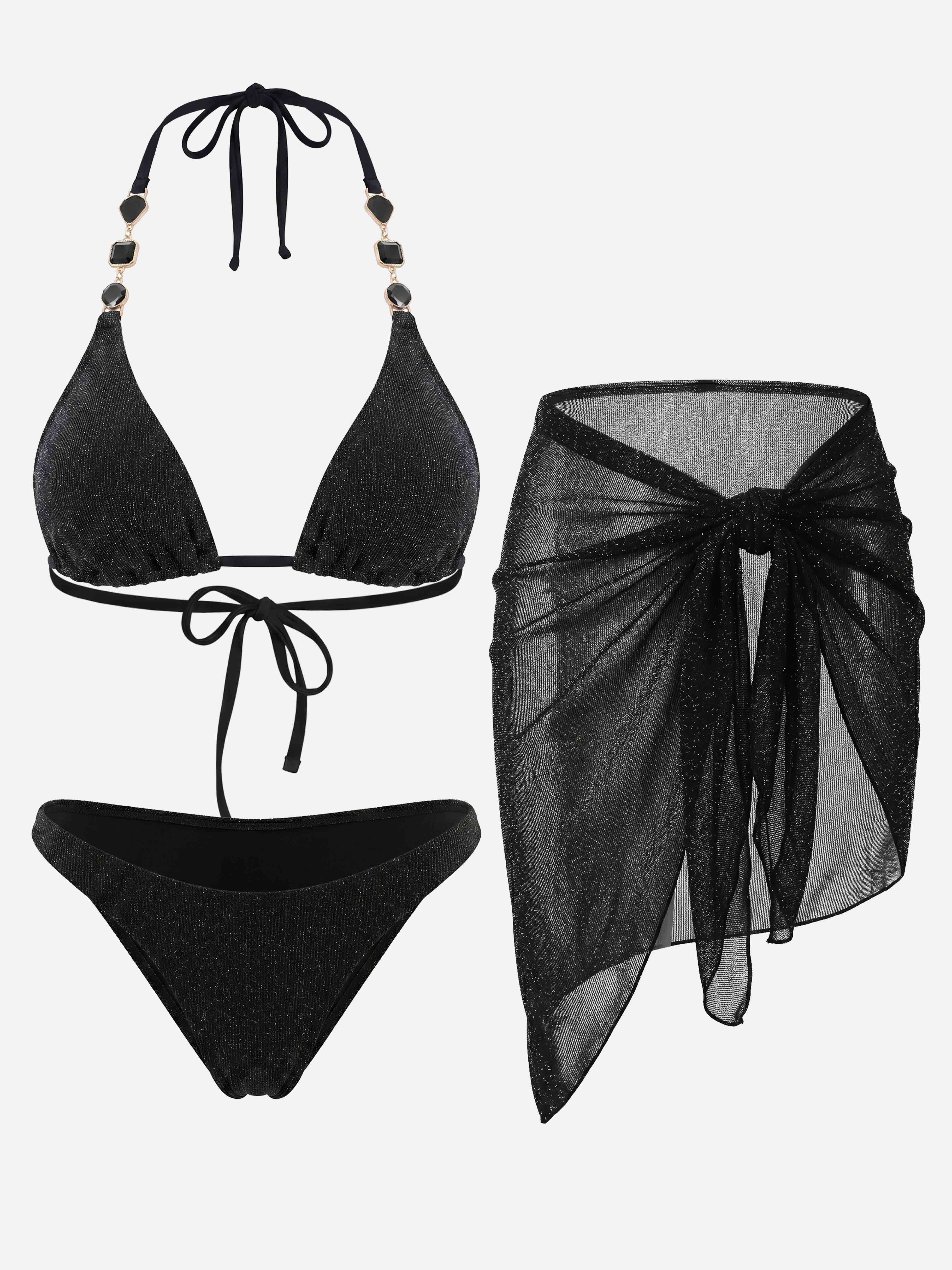 Eirlys Beaded Strap 3-Piece Swim Set