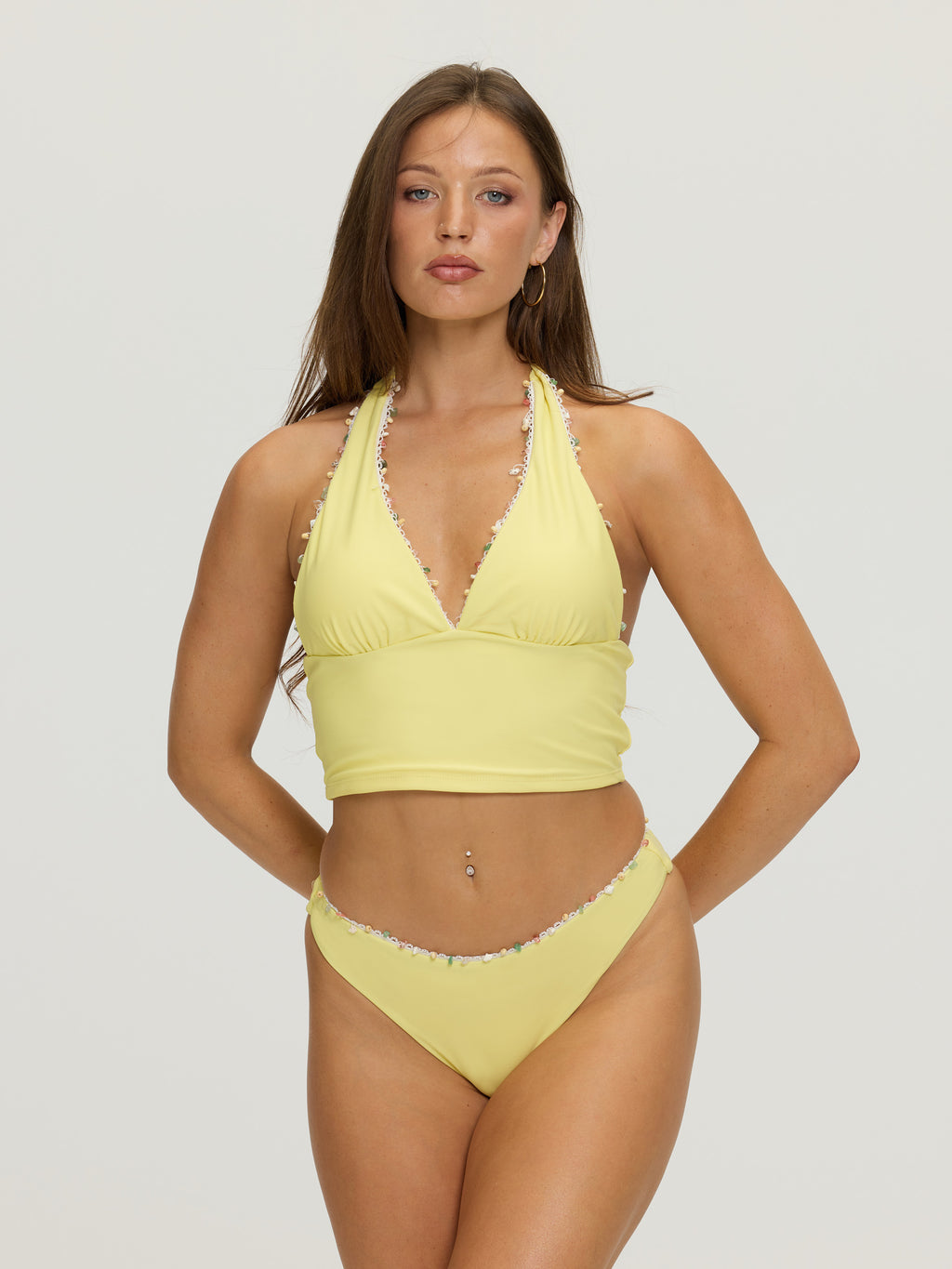 Soleia Beaded Trim Tankini Top