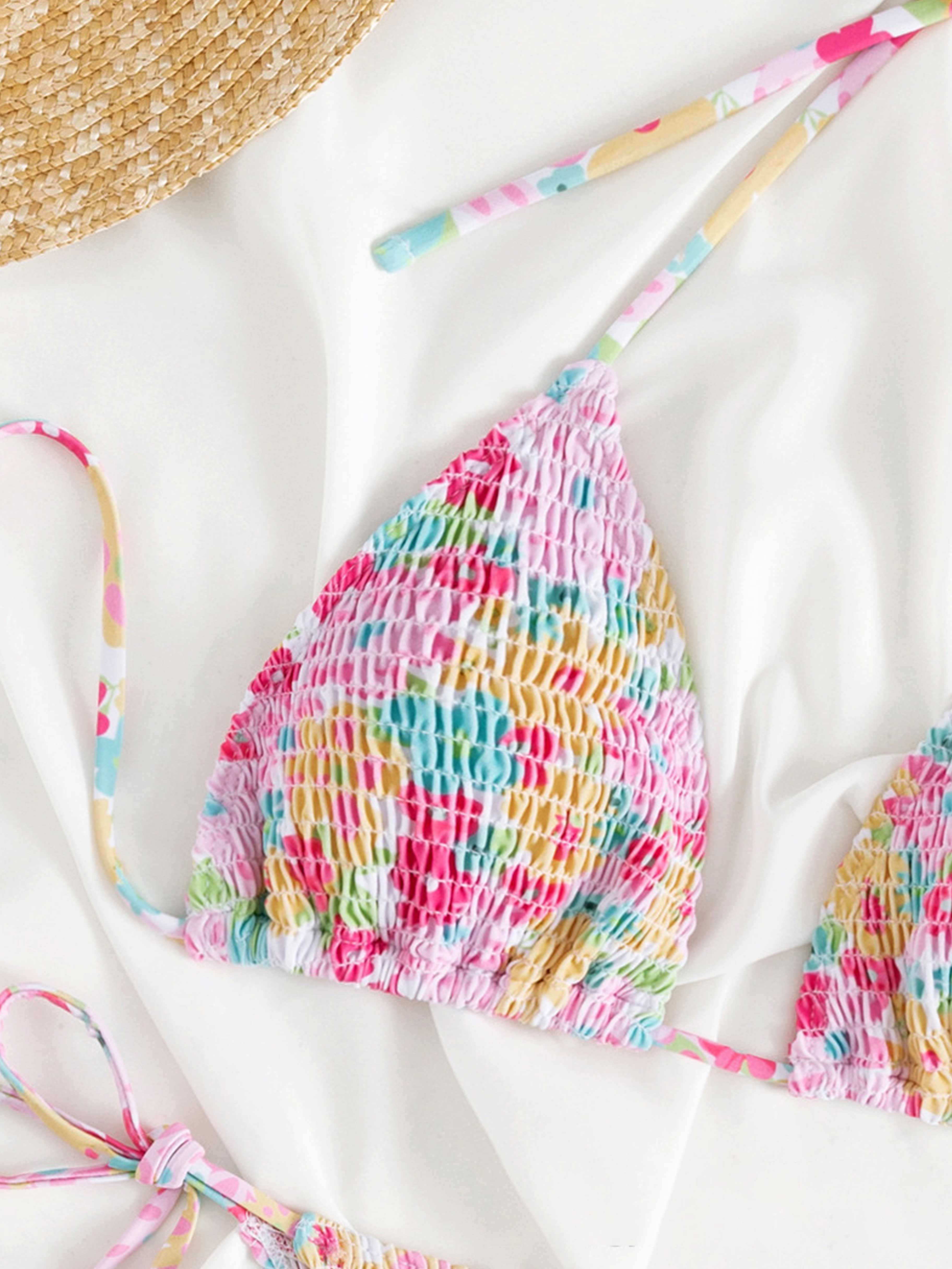 Fiora Ruched Drawstring Floral Bikini Set