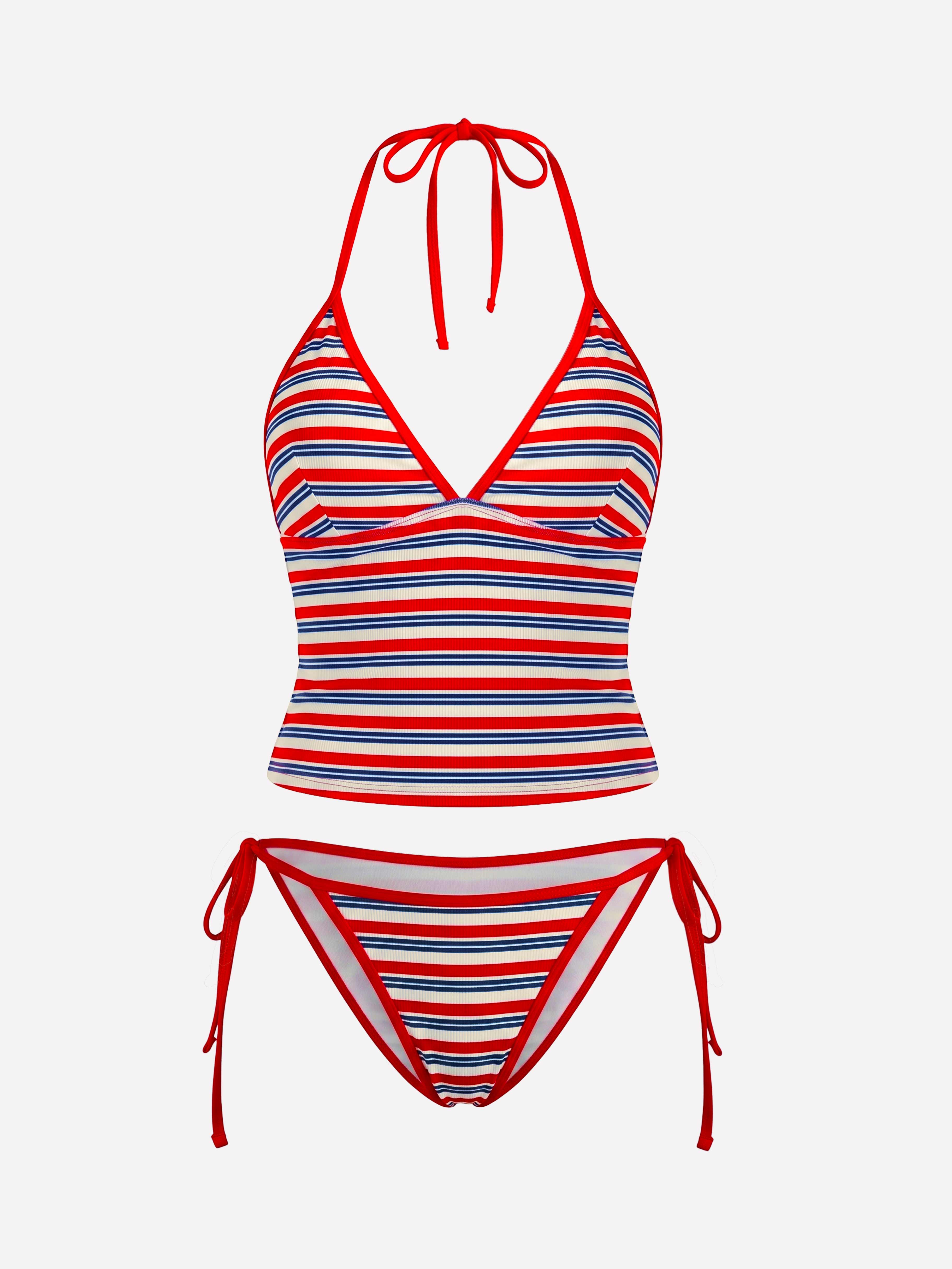 Marée Stripe Drawstring Tankini Set