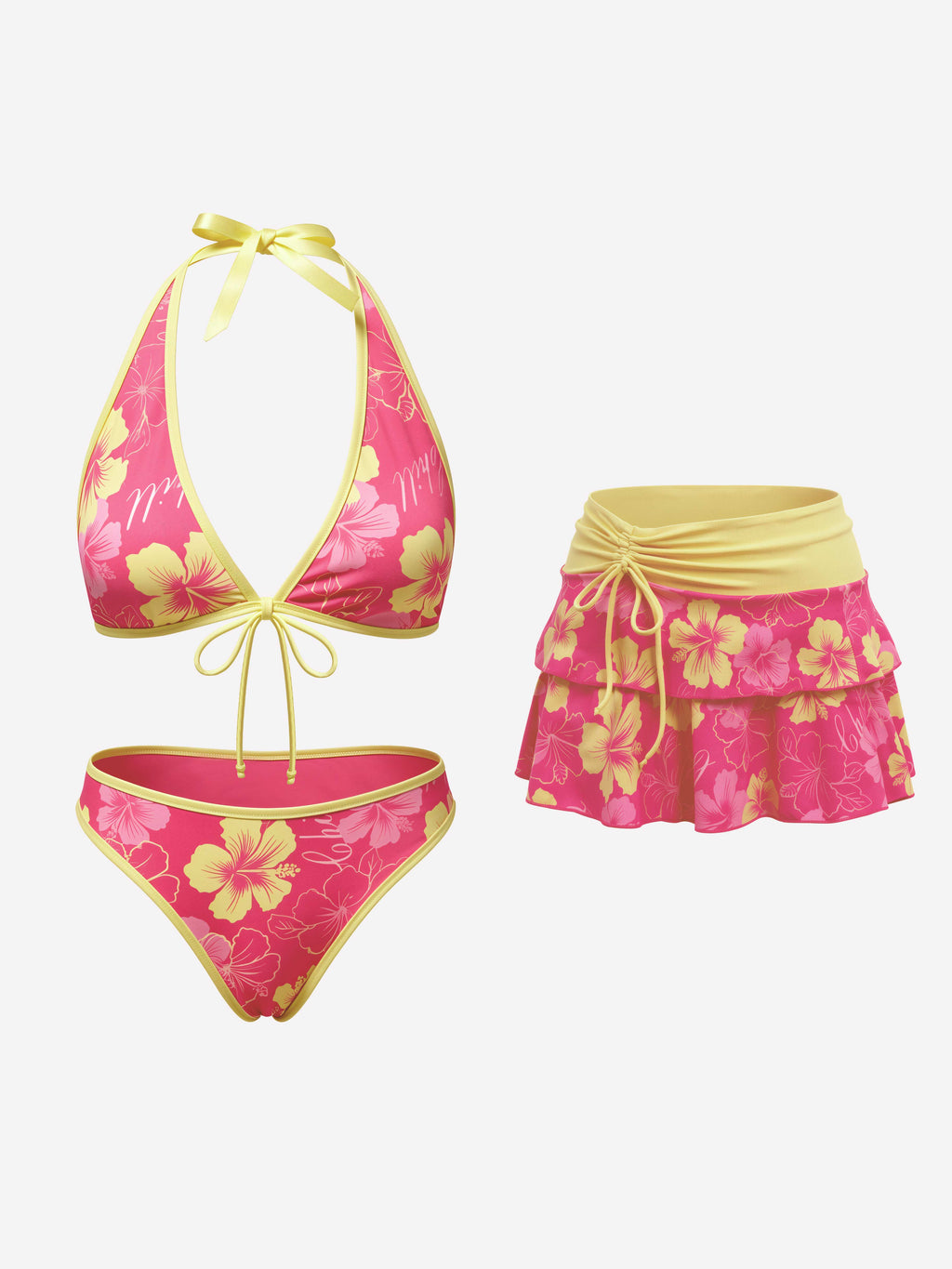 Roselle Floral Contrast Swim Set