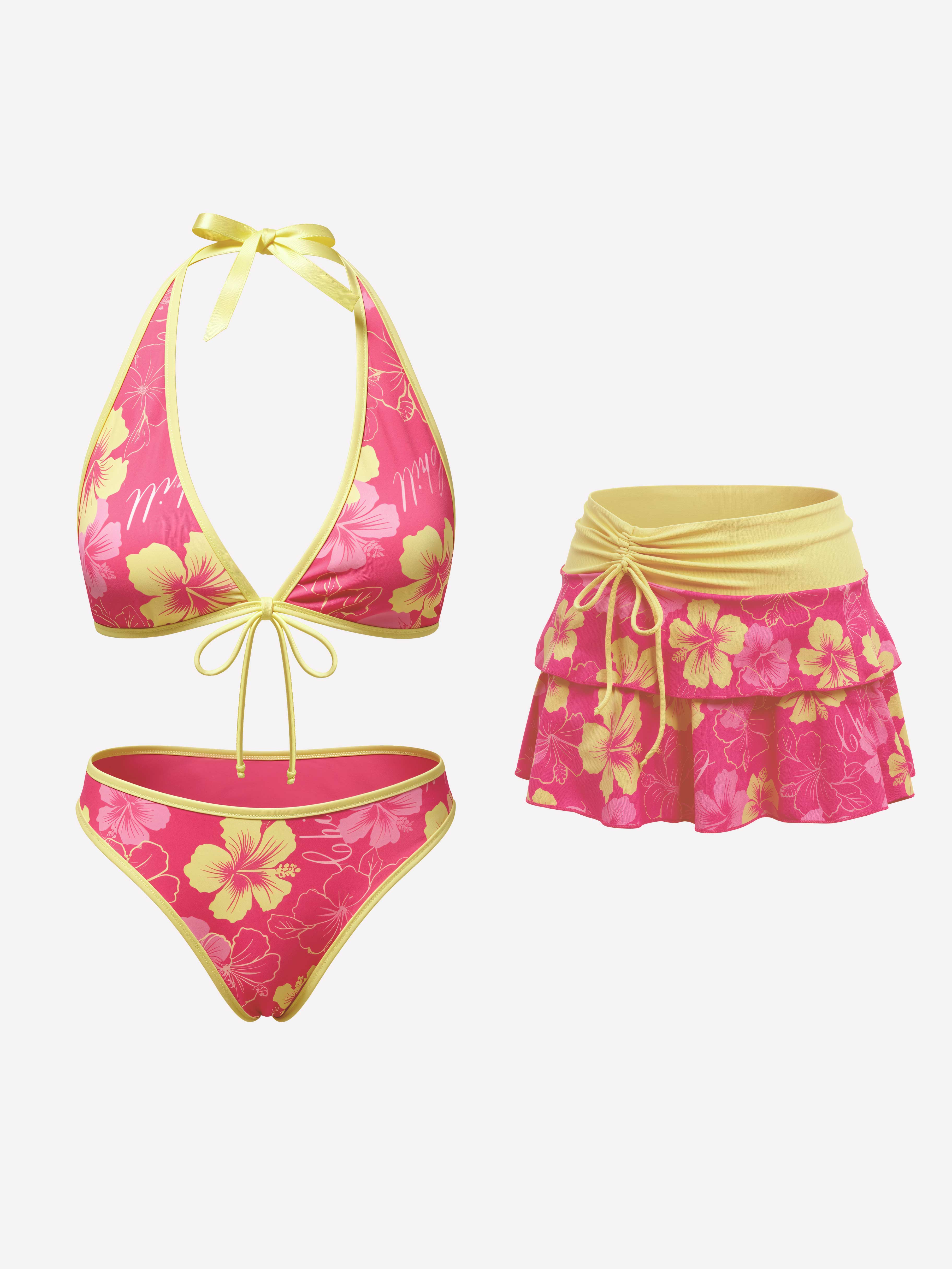 Roselle Floral Contrast Swim Set